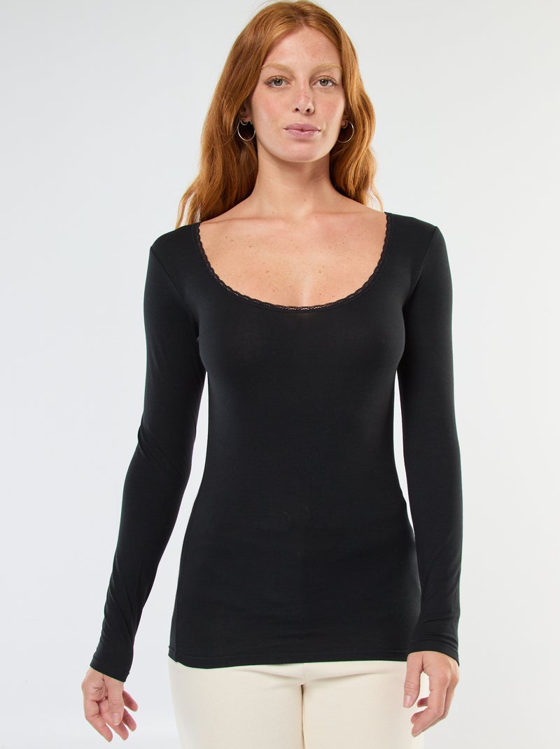 Onder-T-shirt met lange mouwen Zwart - Kiabi