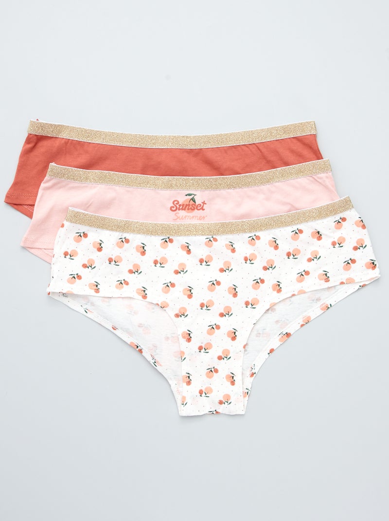 Onderbroekjes met glanzende band - Set van 3 BIEGE - Kiabi