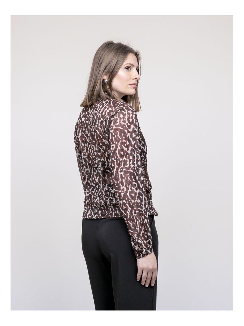 Onesine blouse met luipaardprint Bruin - Kiabi