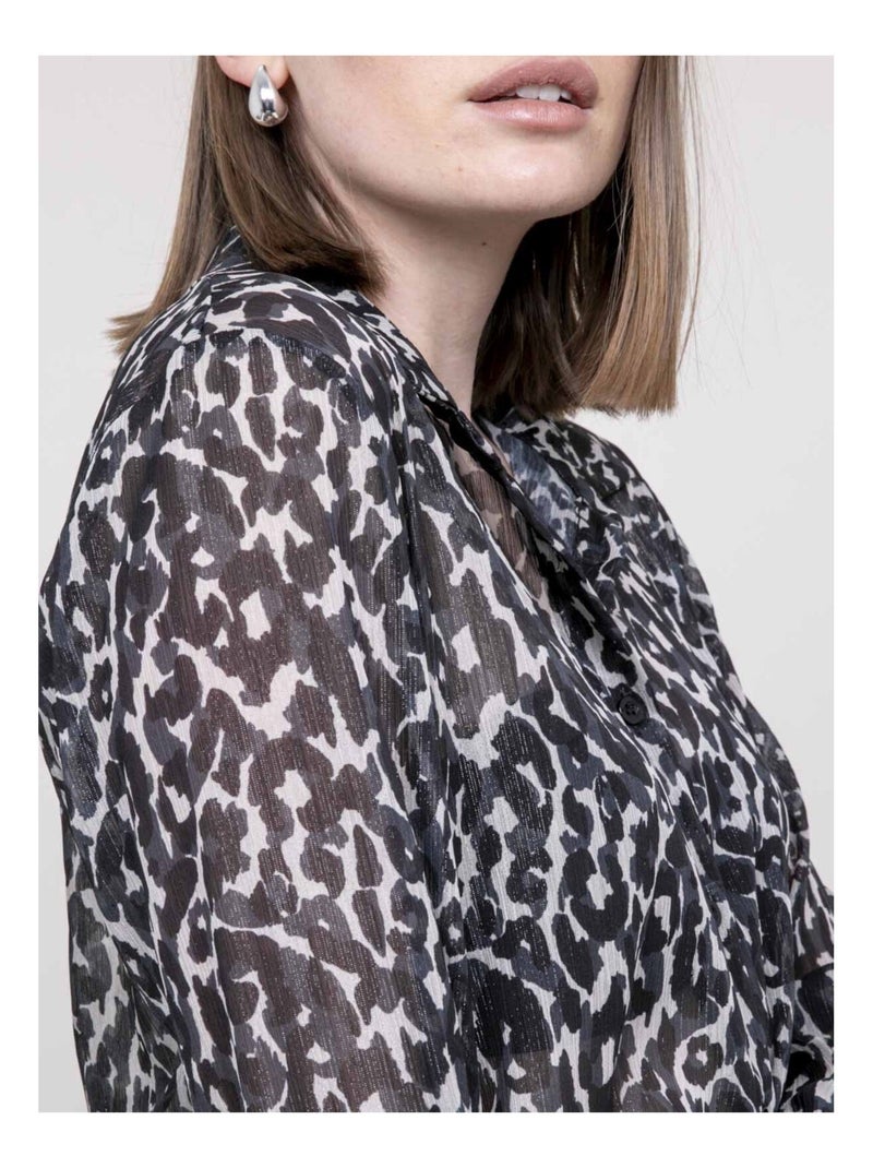 Onesine blouse met luipaardprint Zwart - Kiabi