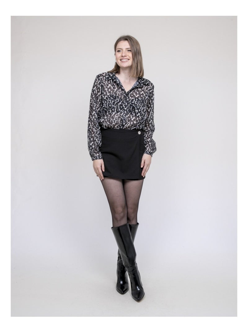 Onesine blouse met luipaardprint Zwart - Kiabi