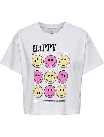 Only annbel-smile t-shirt wit voor meisjes