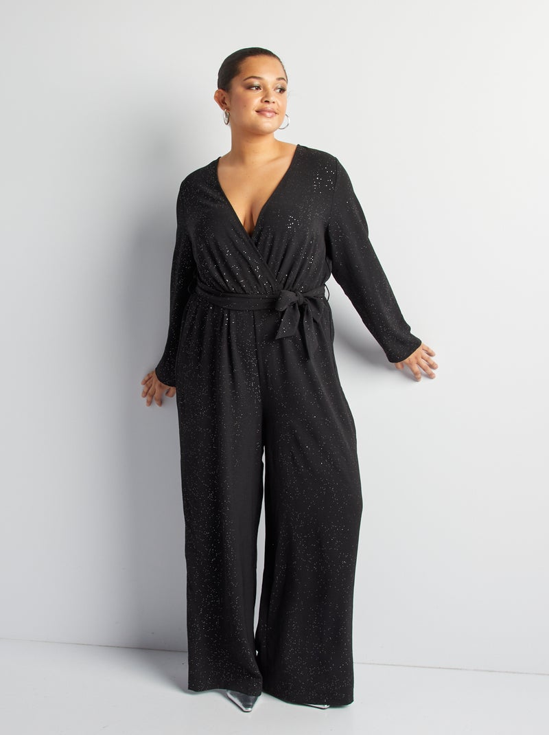 'Only Carmakoma' - Lange jumpsuit met glitters ZWART - Kiabi