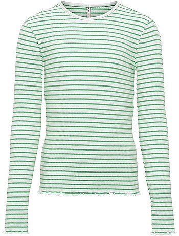 Only kids koggila t-shirt met lange mouwen voor meisjes - wit/groen