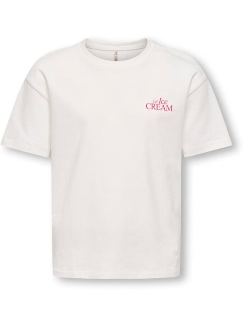 ONLY Kids Koghelen T-shirt voor meisjes wit/roze - Kiabi ONLY Kids Koghelen T-shirt voor meisjes wit/roze - Kiabi