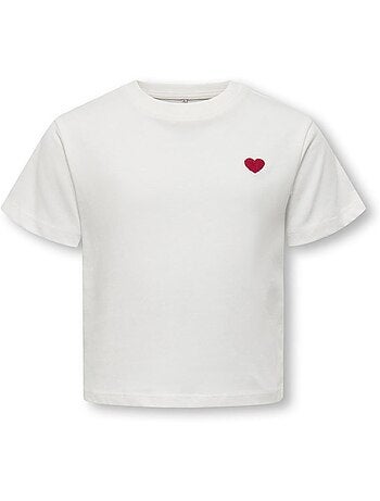 Only kids maiken life heart t-shirt wit voor meisjes