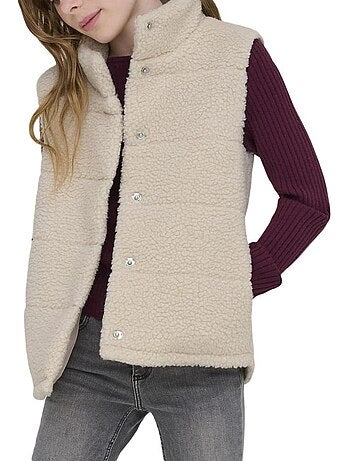 Only kids meisjes teddy gilet ecru sandra