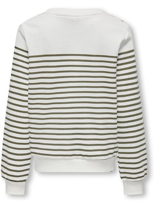 ONLY Kids Shela Meisjes Sweatshirt Wit/Groen - Kiabi ONLY Kids Shela Meisjes Sweatshirt Wit/Groen - Kiabi