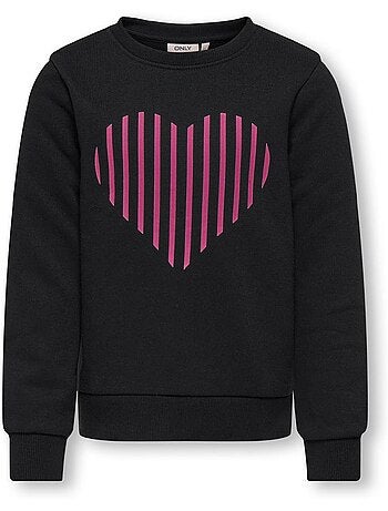 Only koglina heart meisjes sweatshirt zwart/roze