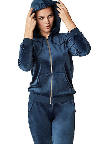 Ontspannende pyjama broek jas met rits capuchon sportp90
