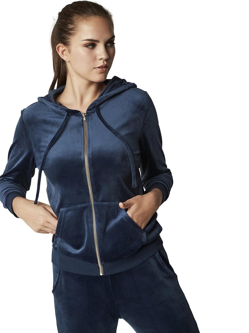 Ontspannende pyjama broek jas met rits capuchon sportp90 Blauw - Kiabi