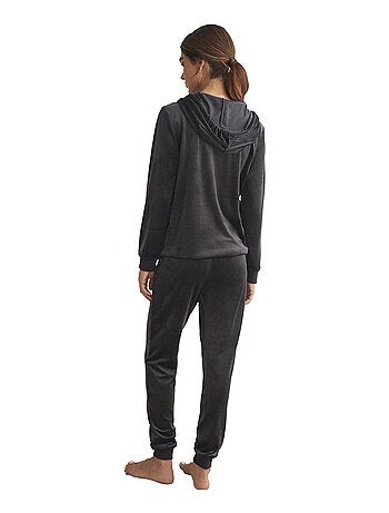 Ontspannende pyjama broek jas met rits capuchon sportp90