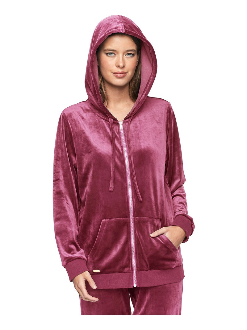 Ontspannende pyjamabroek jas met capuchon en ritssluiting p115 sport Roze - Kiabi