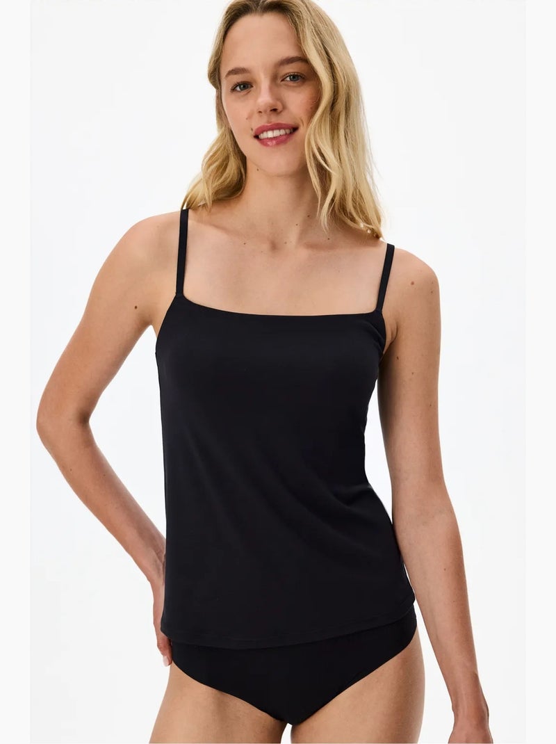 Onzichtbare tanktop met smalle bandjes, zonder aftekening penti Zwart - Kiabi