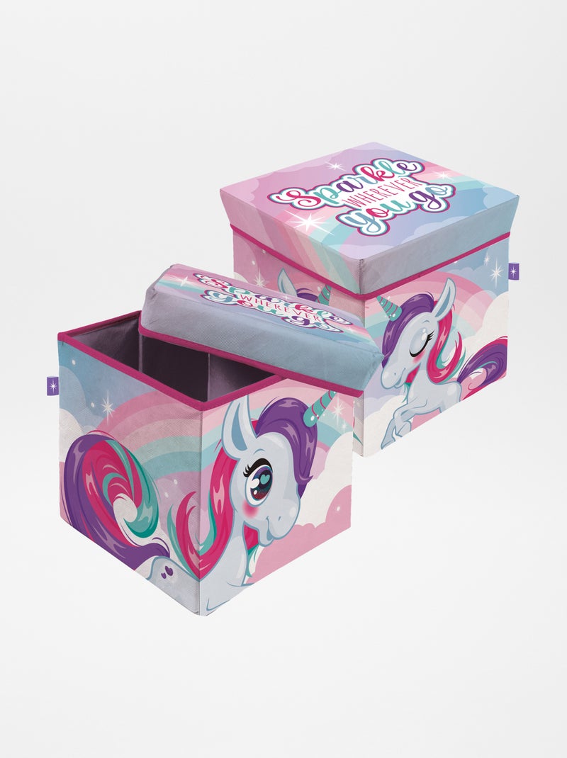 Opbergkubus met eenhoornprint ROSE - Kiabi
