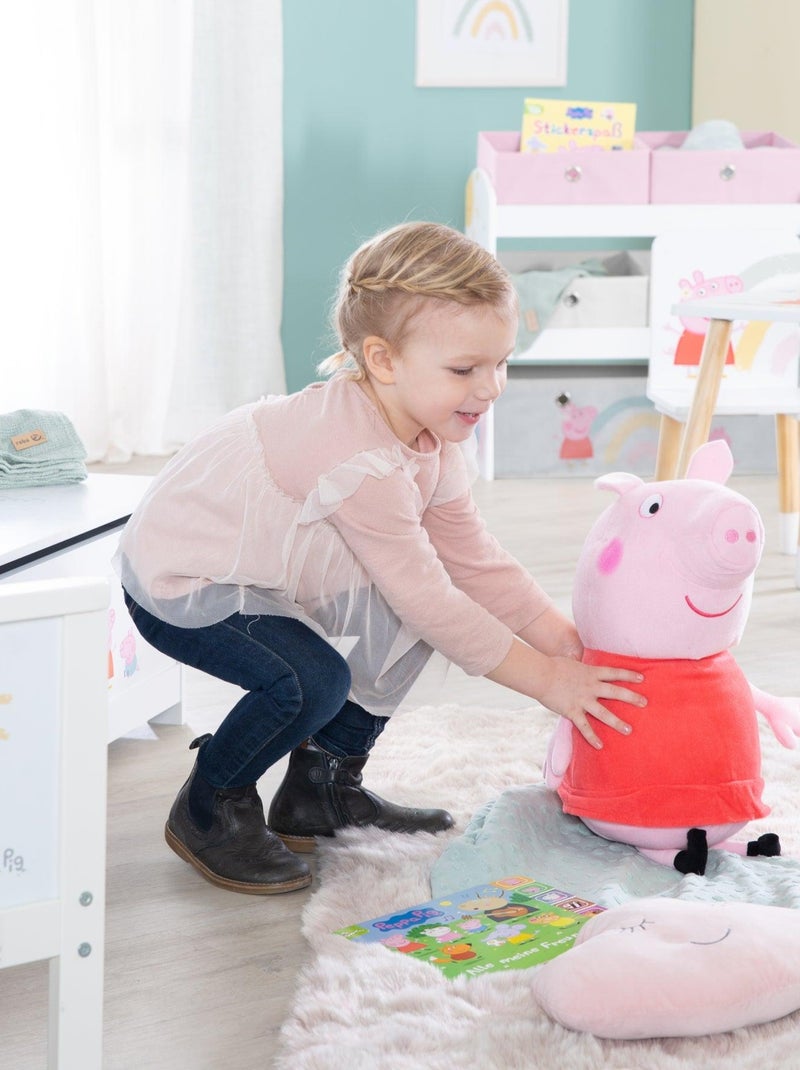 Opbergrek voor speelgoed met 5 opbergbakken van stof 'Roba Peppa Pig' Wit Roze Grijs - Kiabi