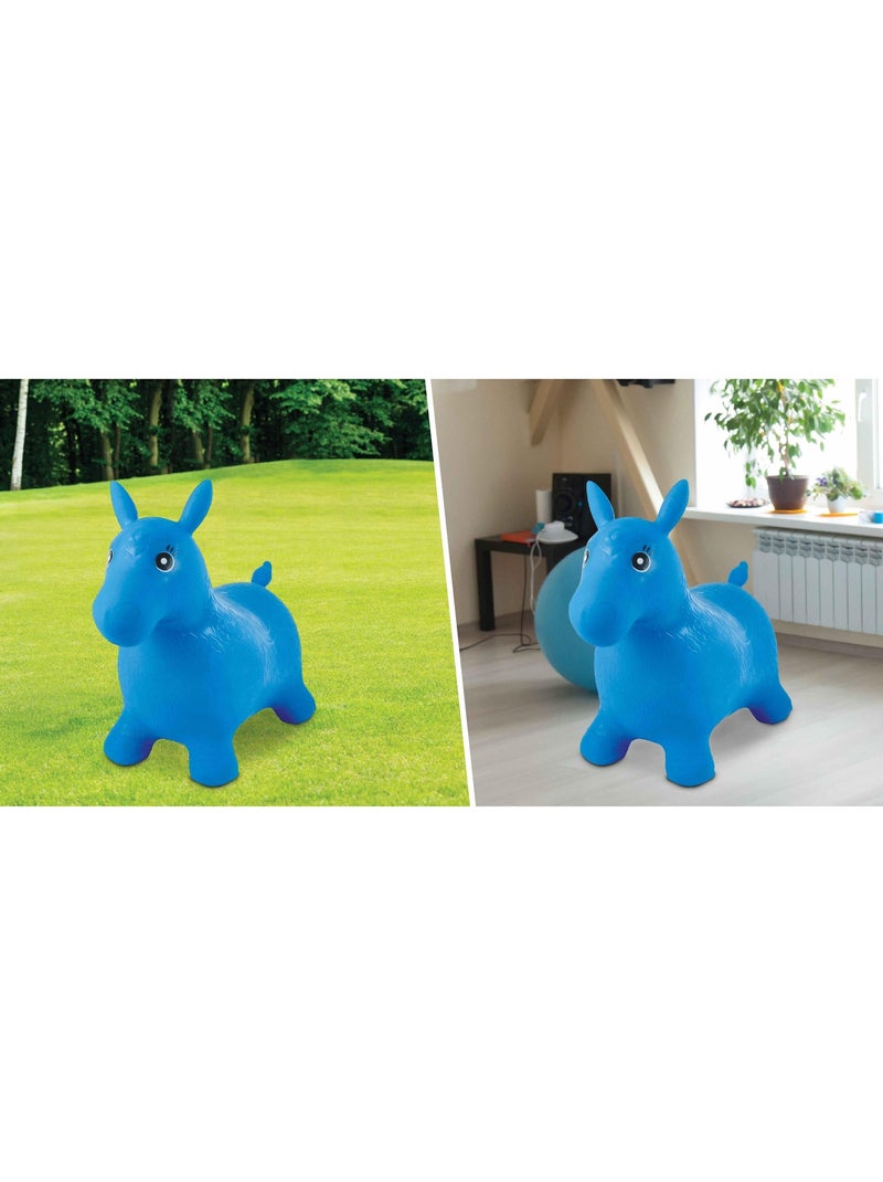 Opblaasbare springpony met pluche pak Blauw - Kiabi