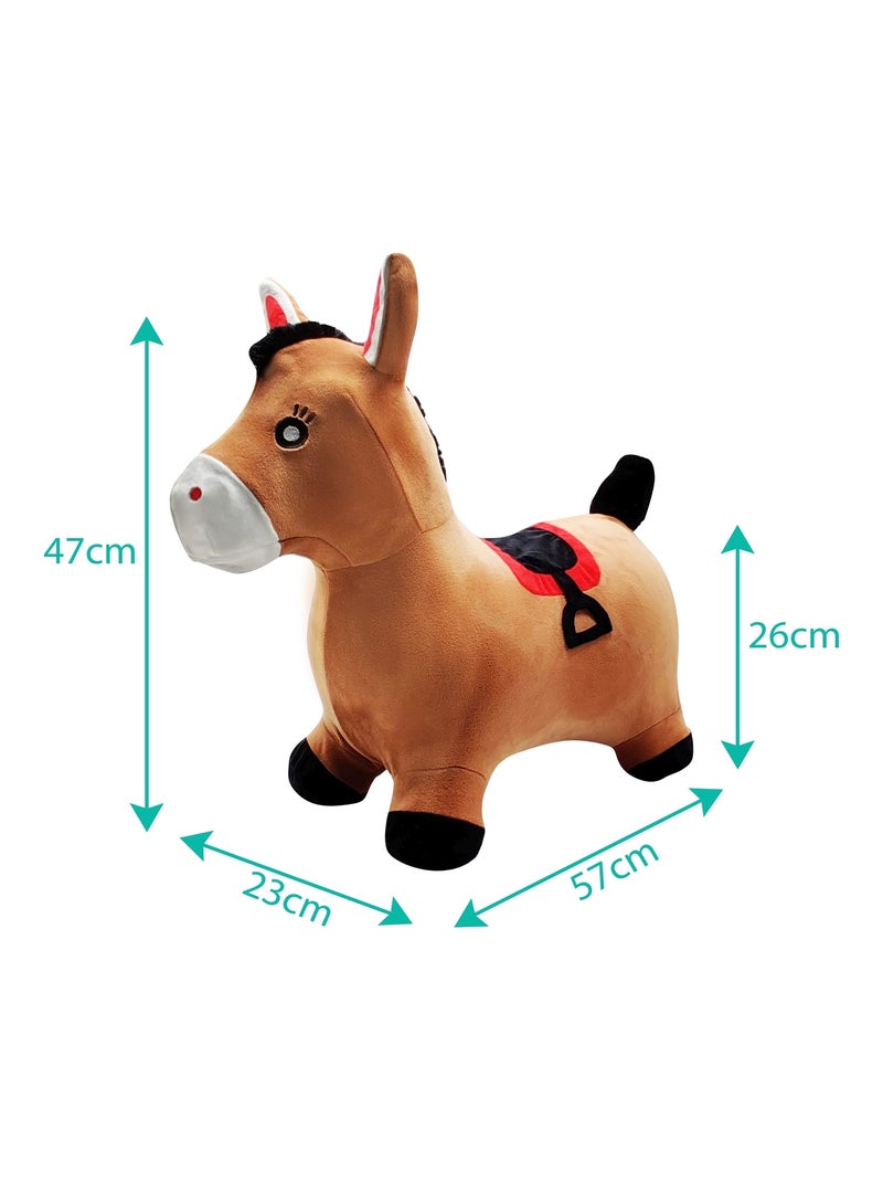 Opblaasbare springpony met pluche pak Bruin - Kiabi