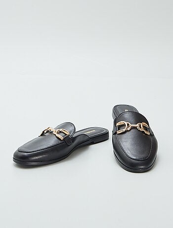 Open loafers met goudkleurig bandje