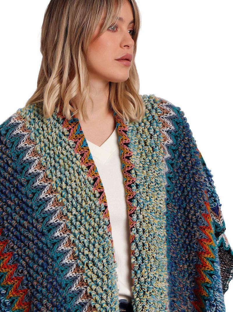 Open poncho azteca Blauw - Kiabi