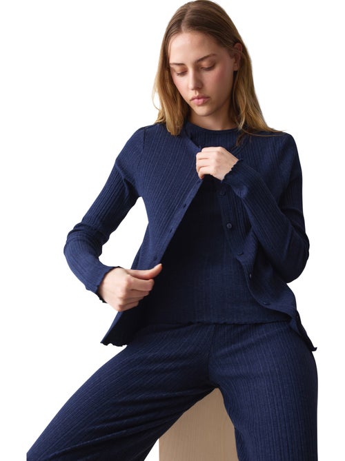Open pyjamatop met lange mouwen versatile rib - Kiabi Open pyjamatop met lange mouwen versatile rib - Kiabi