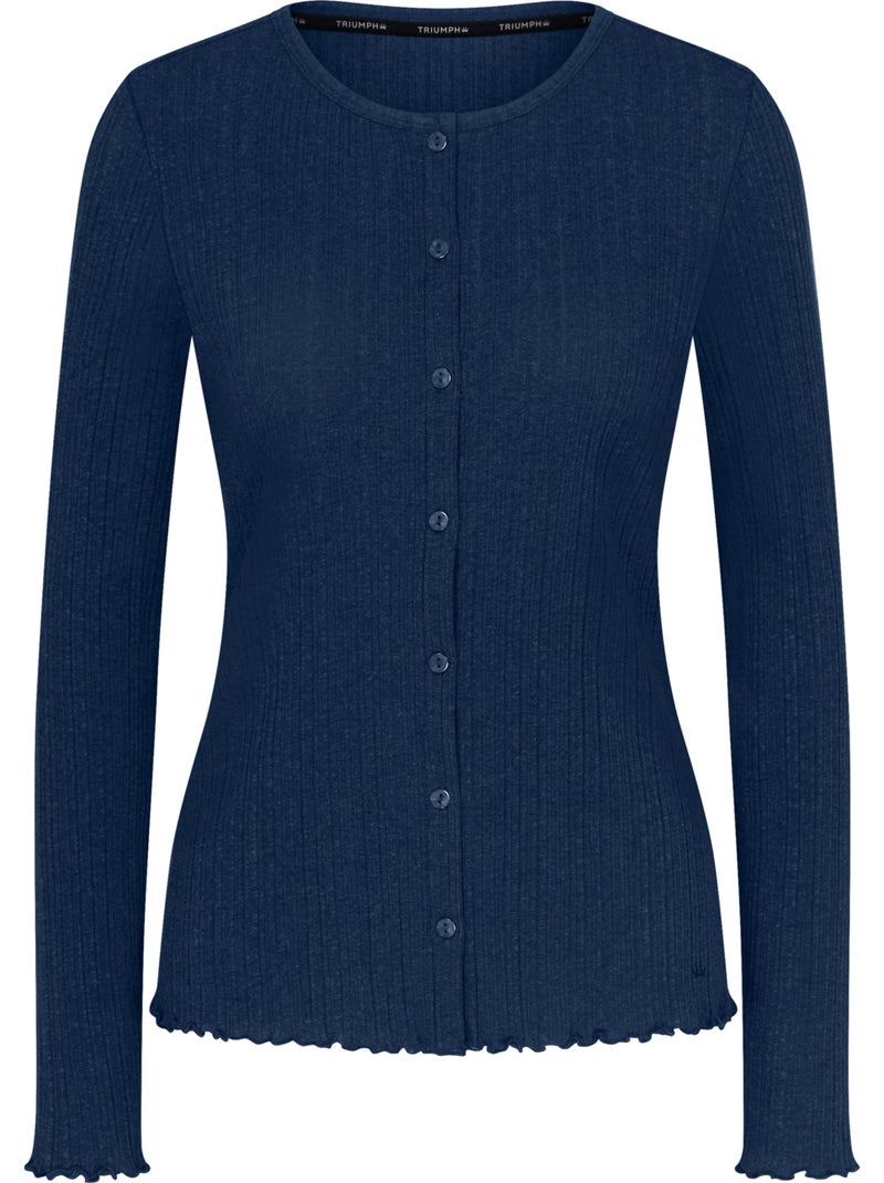 Open pyjamatop met lange mouwen versatile rib Blauw - Kiabi