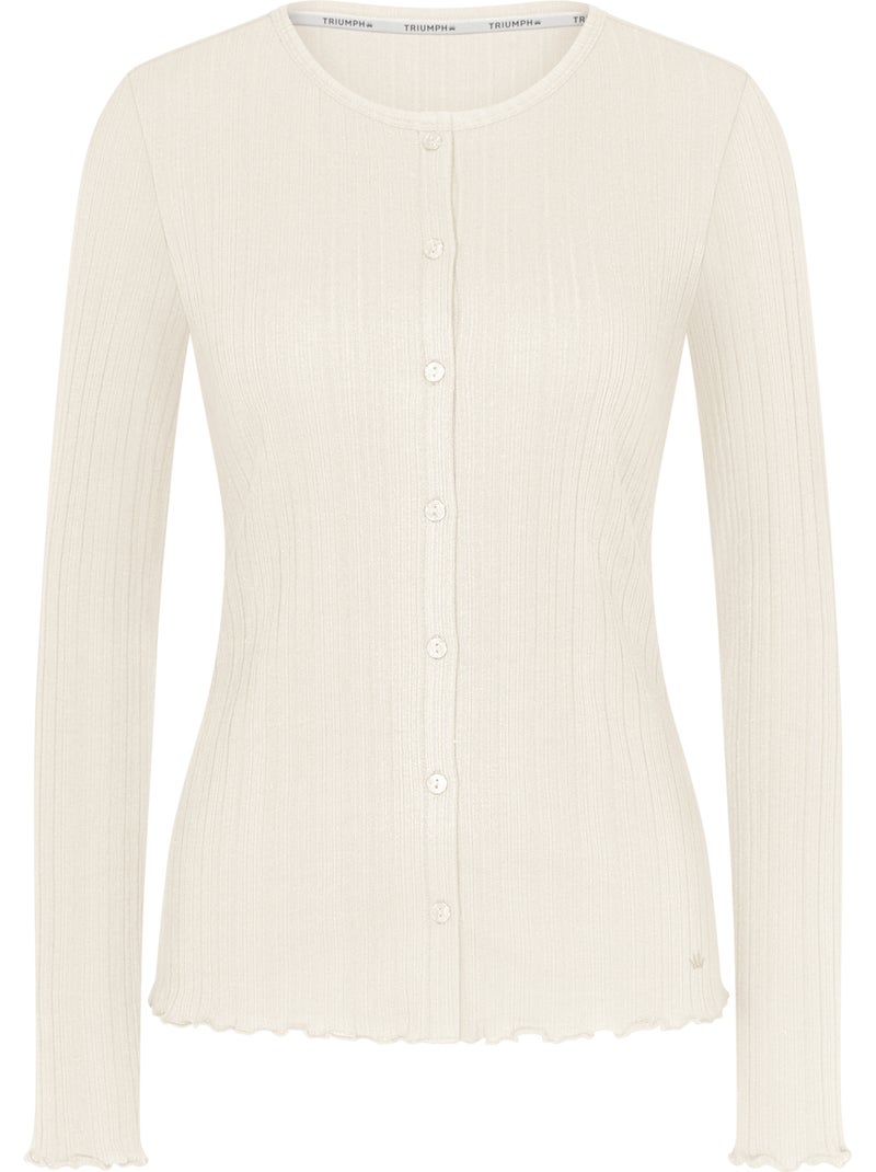 Open pyjamatop met lange mouwen versatile rib Ecru - Kiabi