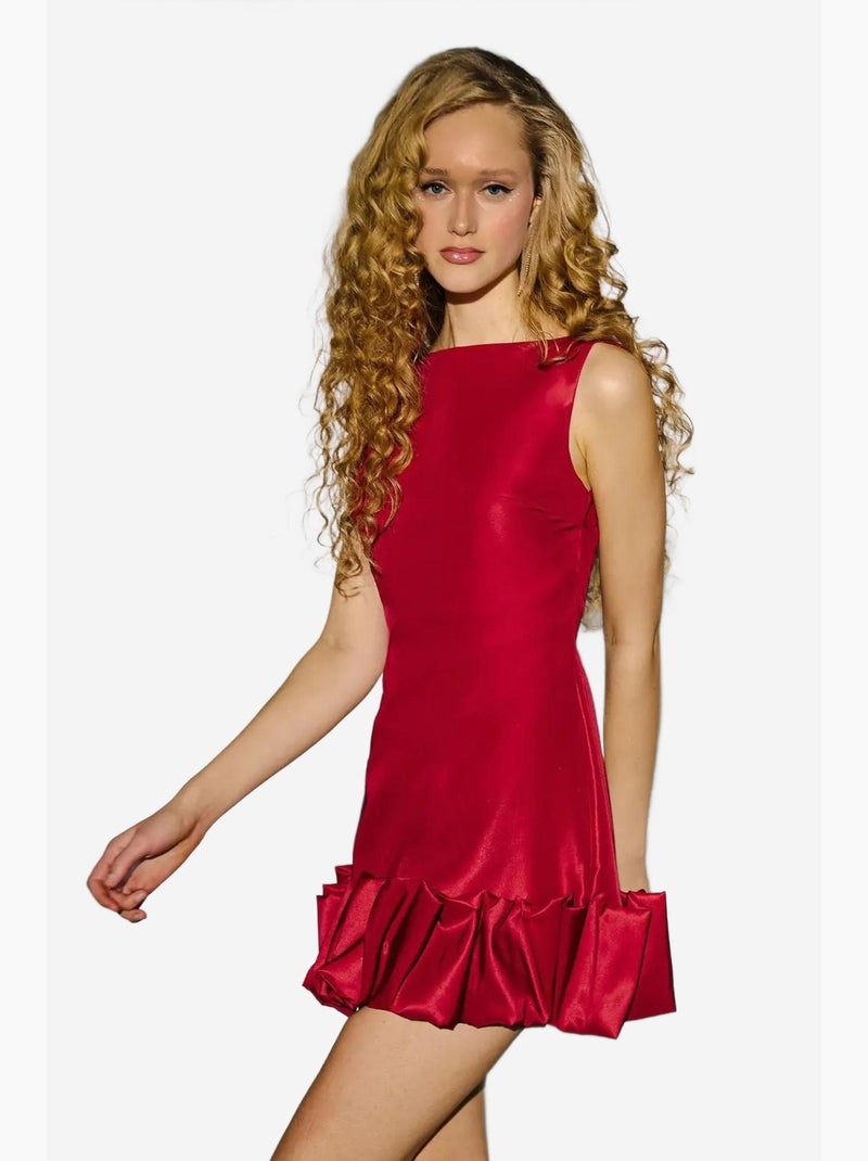 Open rug bodycon mini-jurk met ballonzoomdetail hiccup Rood - Kiabi
