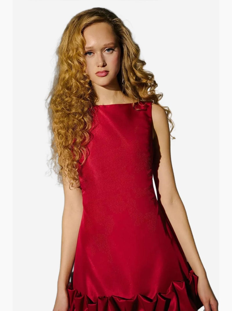 Open rug bodycon mini-jurk met ballonzoomdetail hiccup Rood - Kiabi