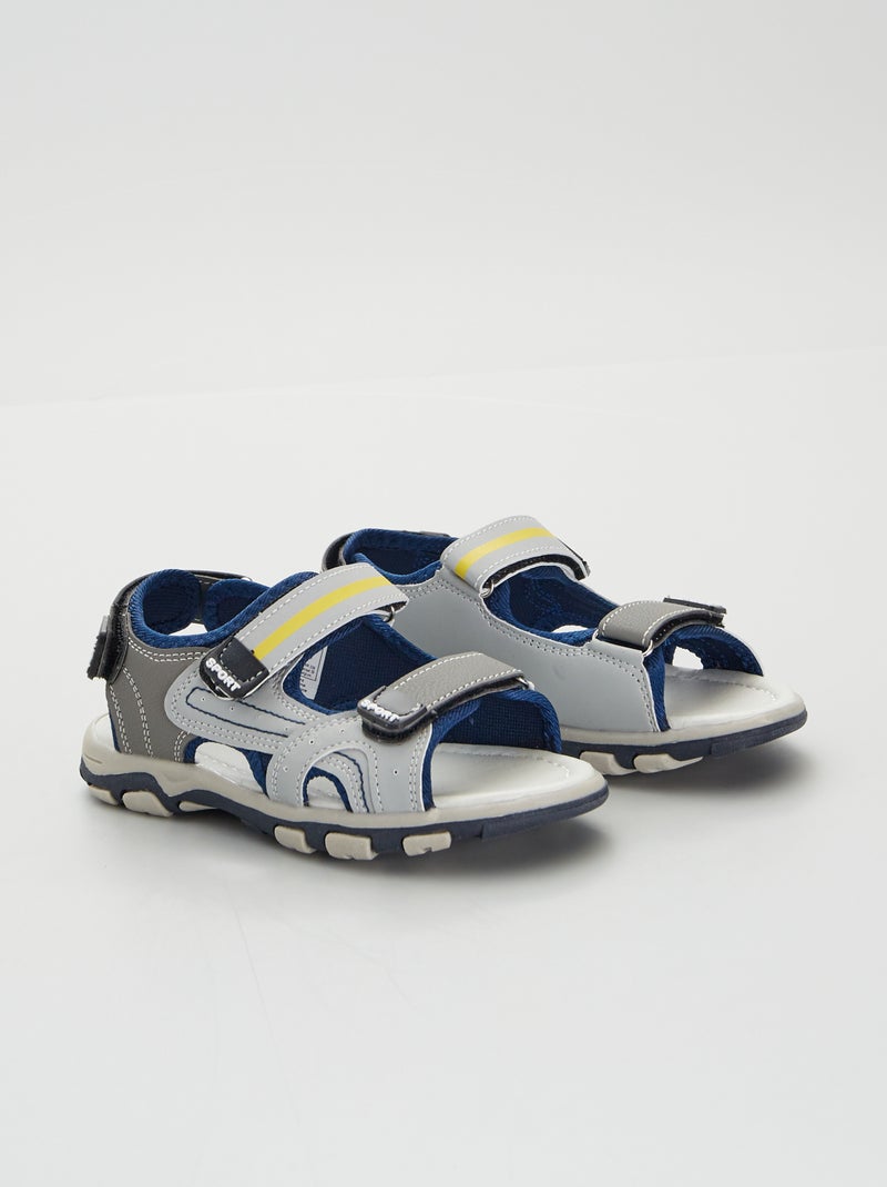 Open sandalen met klittenband grijs - Kiabi