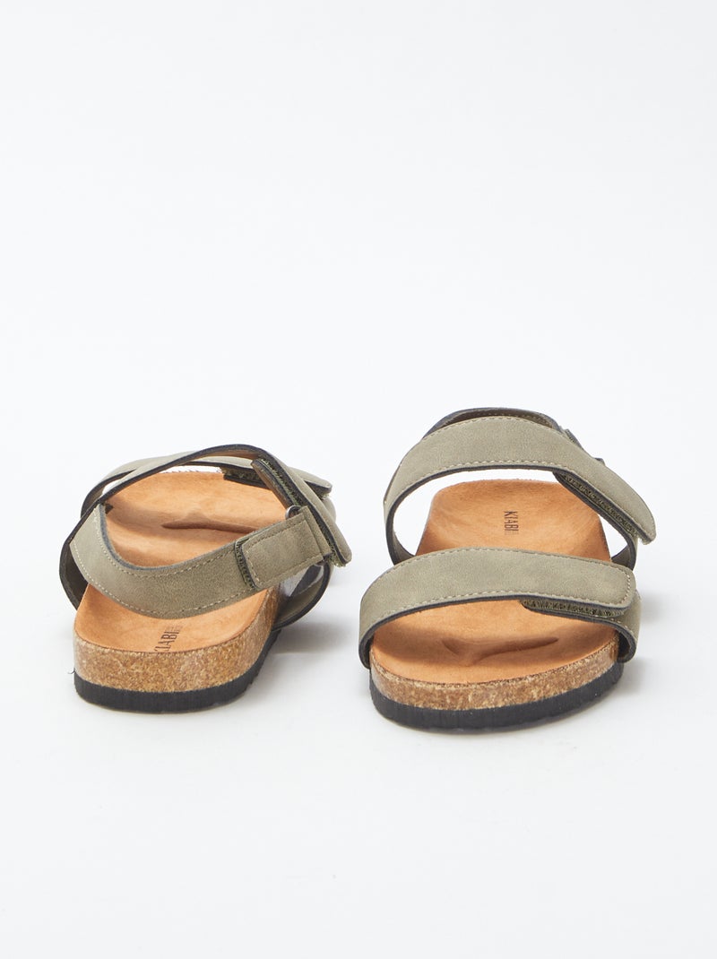 Open sandalen met klittenband KAKI - Kiabi