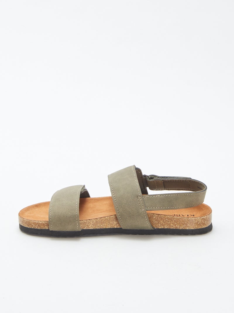 Open sandalen met klittenband KAKI - Kiabi
