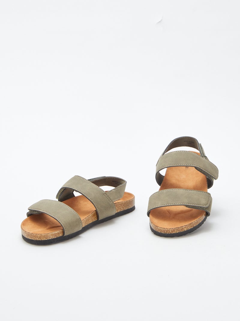 Open sandalen met klittenband KAKI - Kiabi