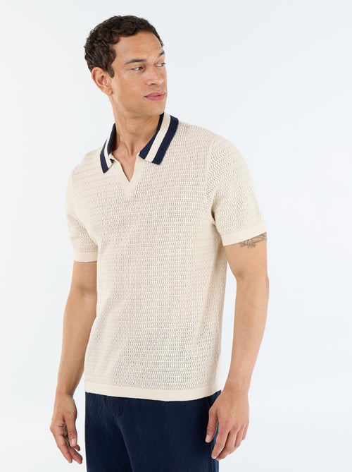 Opengewerkt gebreide polo met korte mouwen - Kiabi