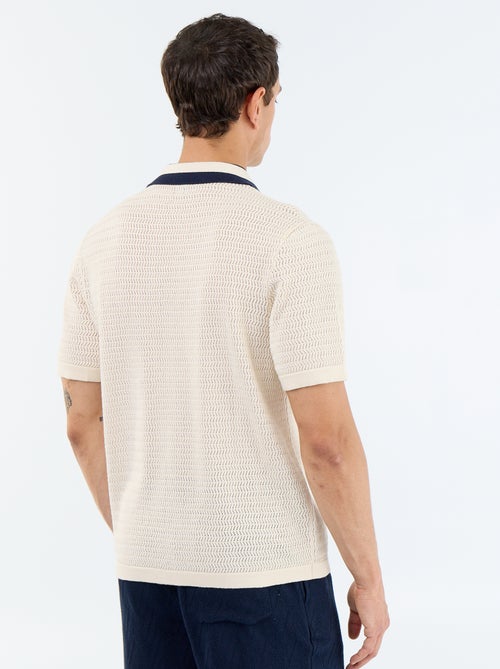 Opengewerkt gebreide polo met korte mouwen - Kiabi