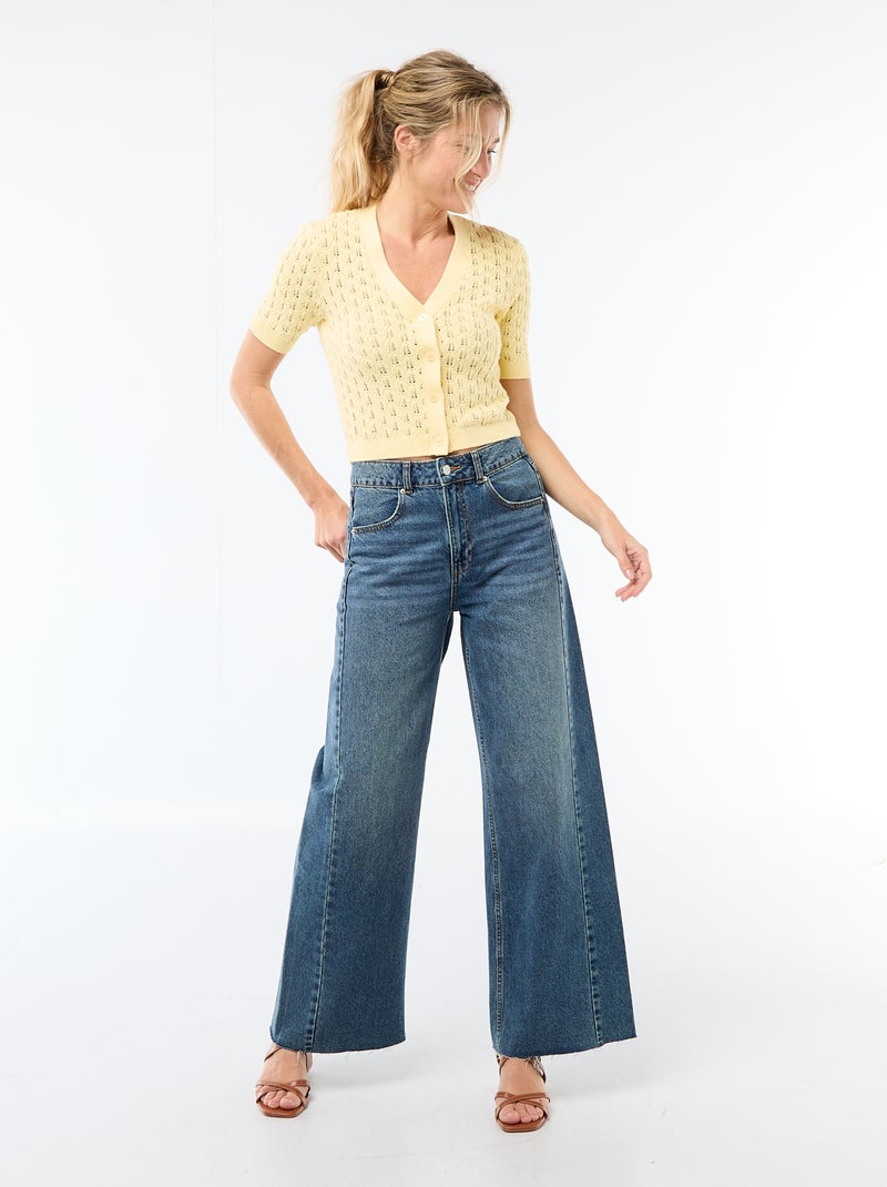 Opengewerkt vest met korte mouwen Geel - Kiabi