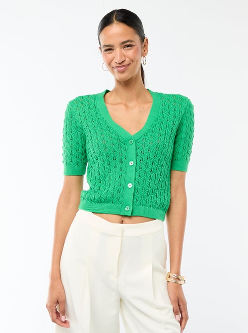 Opengewerkt vest met korte mouwen - Kiabi