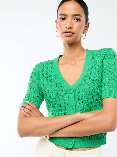 Opengewerkt vest met korte mouwen - Kiabi