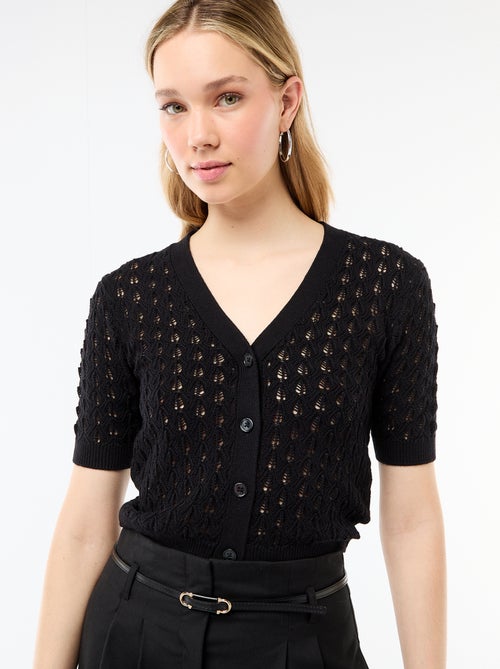 Opengewerkt vest met korte mouwen - Kiabi