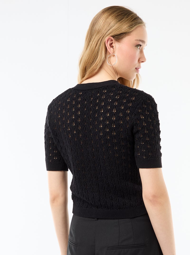 Opengewerkt vest met korte mouwen Zwart - Kiabi