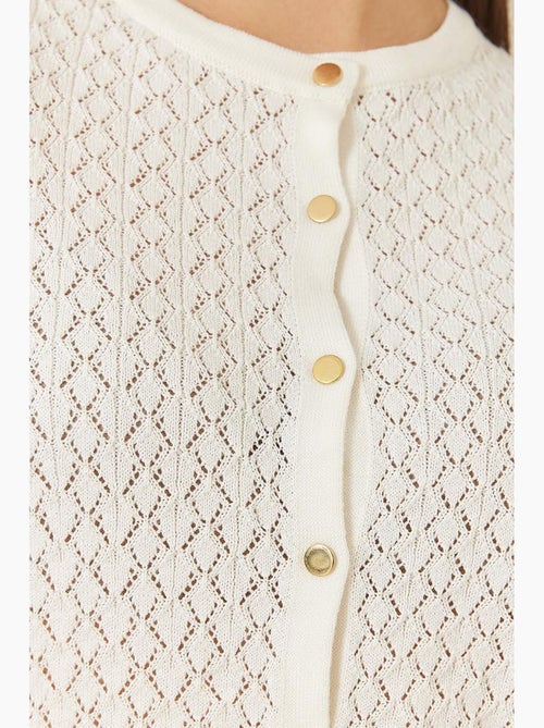 Opengewerkte gebreide cardigan met lange mouwen en knoopjes lucci - Kiabi Opengewerkte gebreide cardigan met lange mouwen en knoopjes lucci - Kiabi