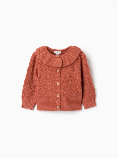 Openwork gebreid vest met kraag met ruches - Kiabi