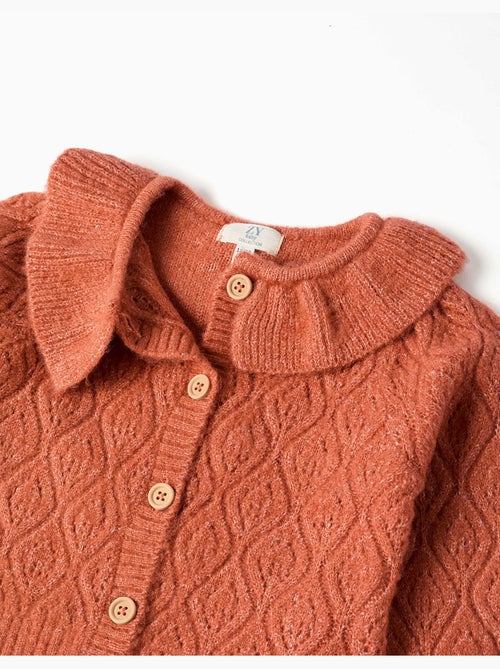 Openwork gebreid vest met kraag met ruches - Kiabi