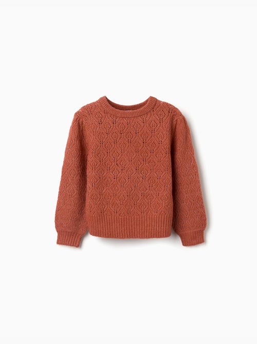 Openwork gebreide trui met pofmouwen - Kiabi