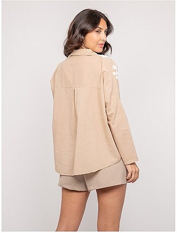 OPEYA geborduurde blouse met lange mouwen