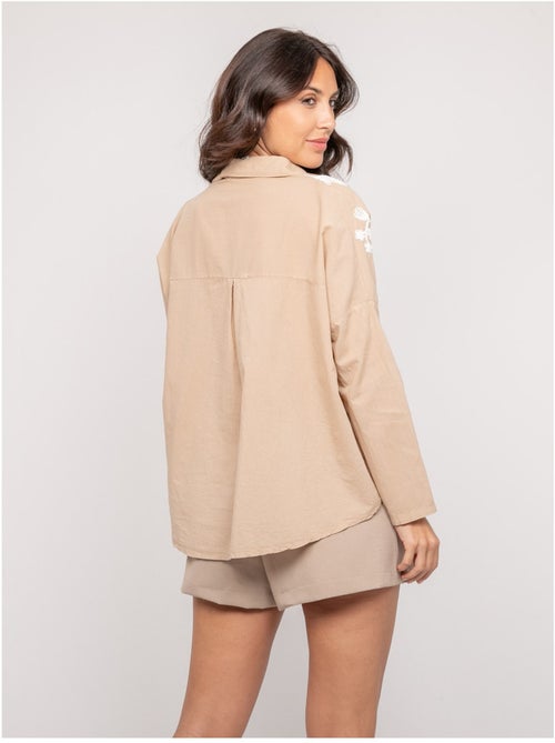 OPEYA geborduurde blouse met lange mouwen - Kiabi