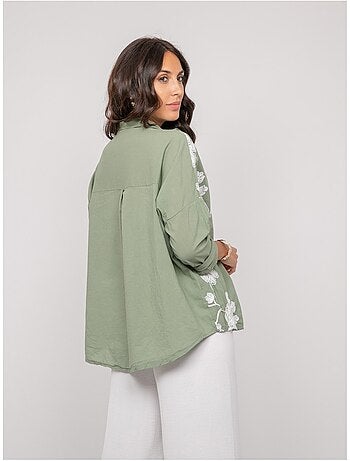 OPEYA geborduurde blouse met lange mouwen