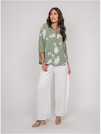 OPEYA geborduurde blouse met lange mouwen