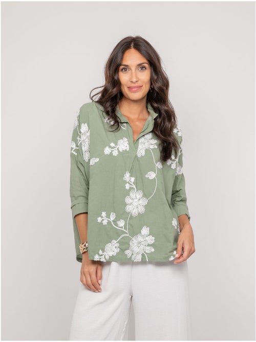 OPEYA geborduurde blouse met lange mouwen - Kiabi OPEYA geborduurde blouse met lange mouwen - Kiabi