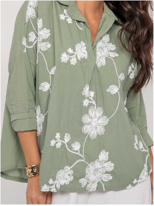 OPEYA geborduurde blouse met lange mouwen - Kiabi OPEYA geborduurde blouse met lange mouwen - Kiabi
